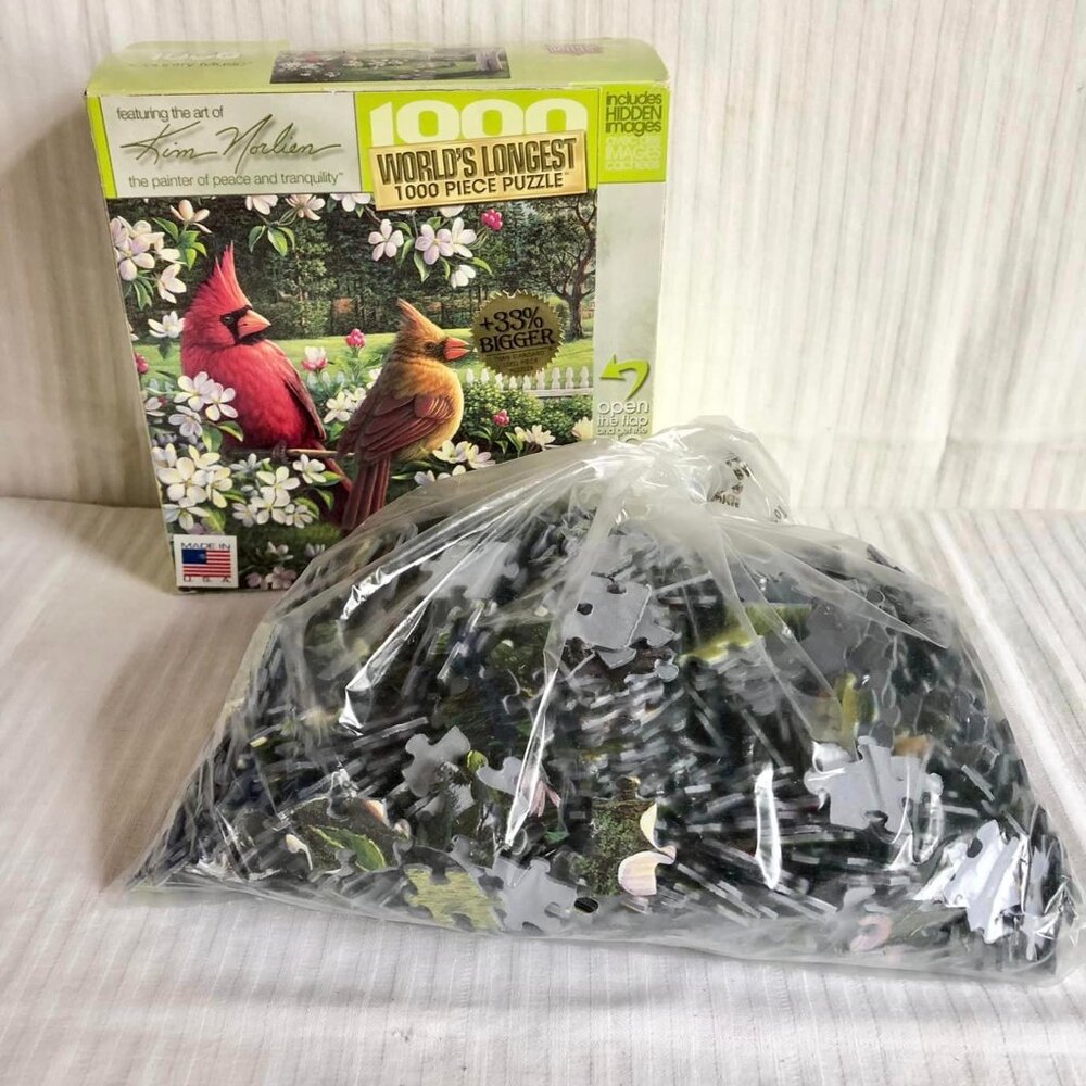 Master Pieces Artist Kim Norlien Cardinal Bird Flowers Puzzles